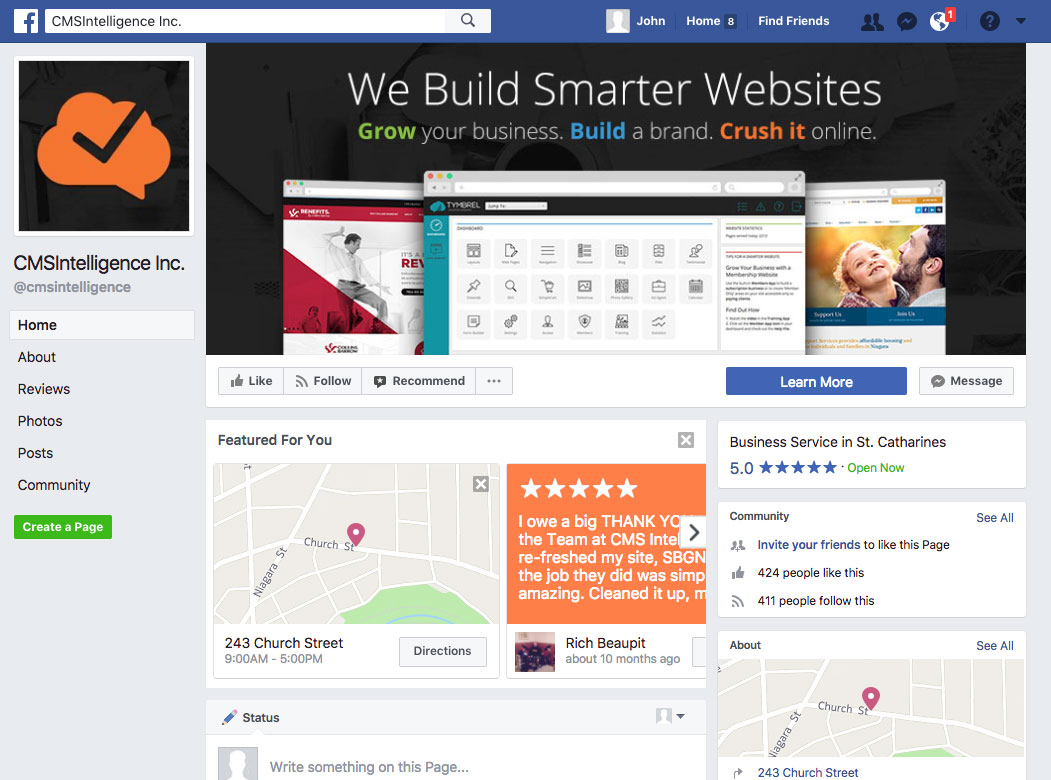 Facebook Page | Social Media Profile Page Example | SEO Beyond Your Website